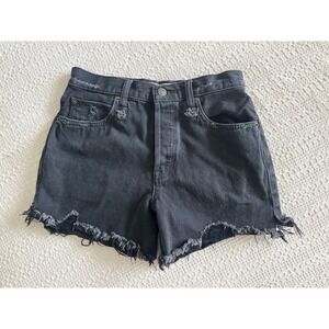 Free People We the Free Black Button-Fly Shorts 29 Cotton Grunge Raw Hem (B6)